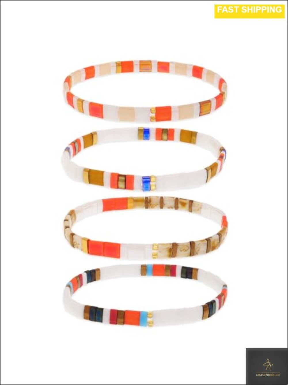Tila Beaded Stretch Bracelet Set 4Pc Glass Stackable Boho Jewelry